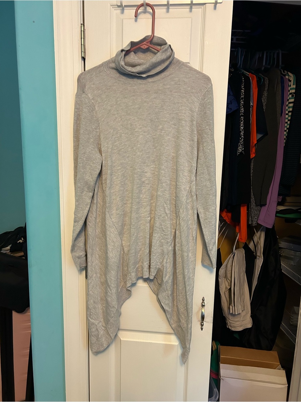 Chico's Heather Gray Ribbed Knit Top with Turtleneck